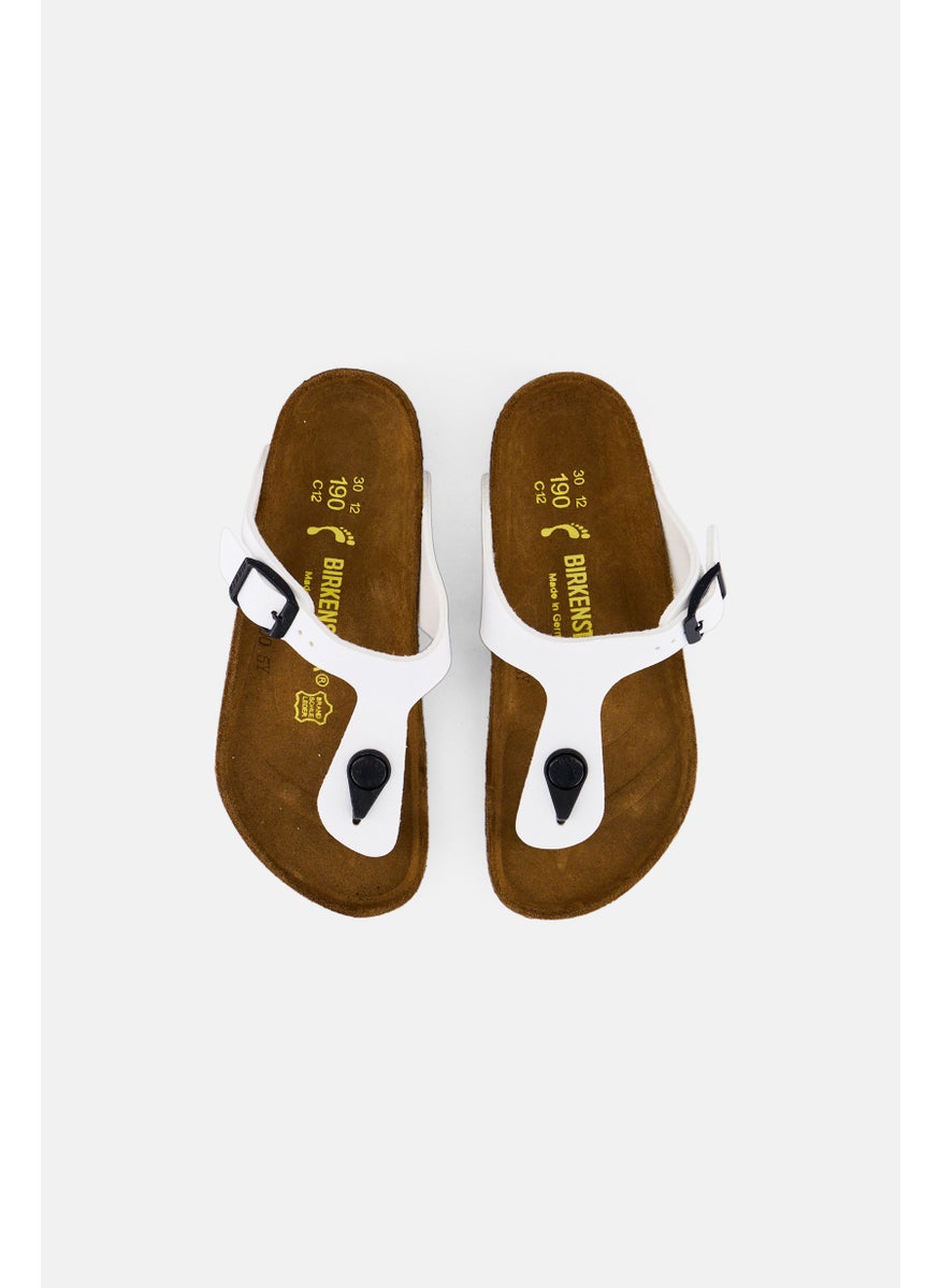 BIRKENSTOCK Kids Girl Slip On Cork Sandals, White  - Image 3