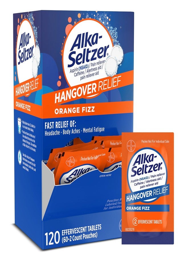 Alka-Seltzer Hangover Relief Tablets, Fast Relief Starts in About 15 Minutes for Headaches, Body Aches & Mental Fatigue, Bachelorette Party & Bachelor Party, Dispenser Pack, 120 Count - Image 1