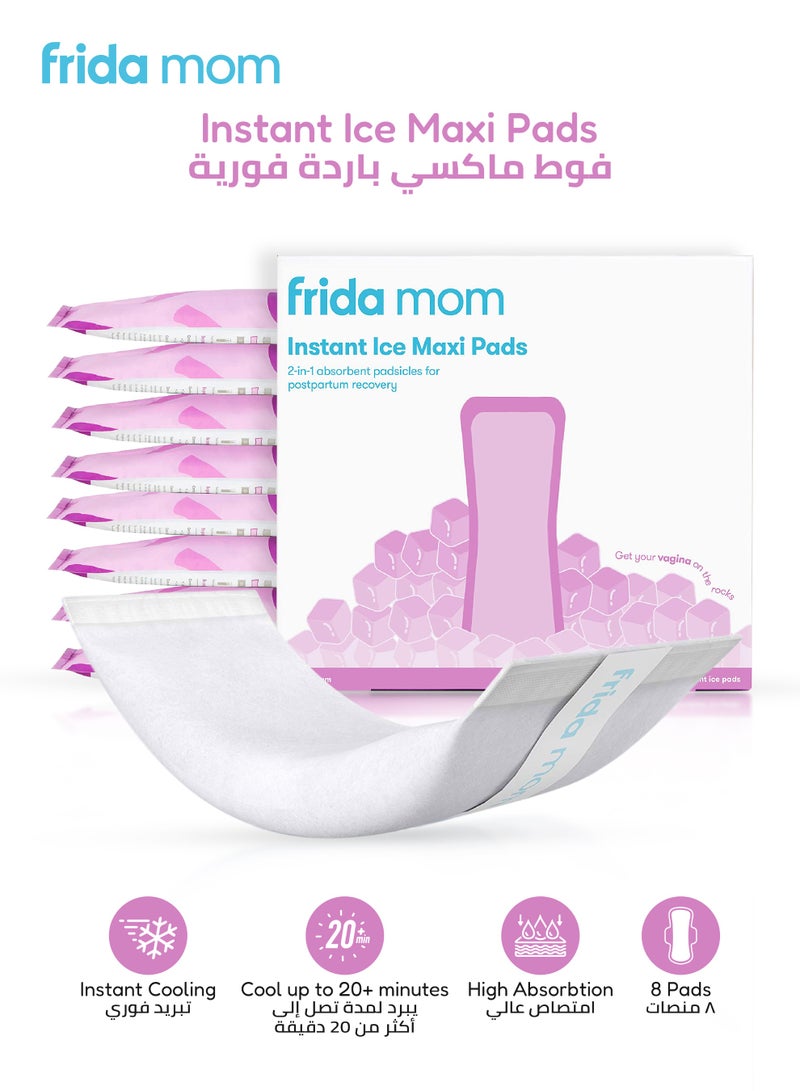 Frida Mom 2 in 1 Ice Maxi Pads | 8 Count | Instant Cold Therapy & Absorbent Maternity Pads | Postpartum Relief for Swelling & Discomfort | No Freezer Needed, Ready-to-Use - Image 1