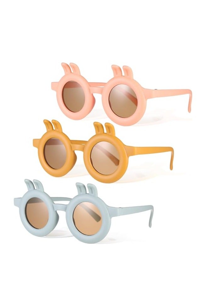 SOLARAE Sunglasses, Cute Rabbit Kids Sunglasses Colorful Kids Rabbit Sunglasses for Kids Fashion Sunglasses for Boys and Girls Photo Props Beach Party Outdoor Activities Beach Eyewear for Kids 3 Pairs - Image 1