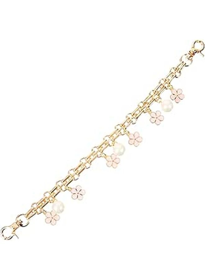Pearl Purse Chain Strap Extender DIY Bag Accessory with Flower Accent - Image 1