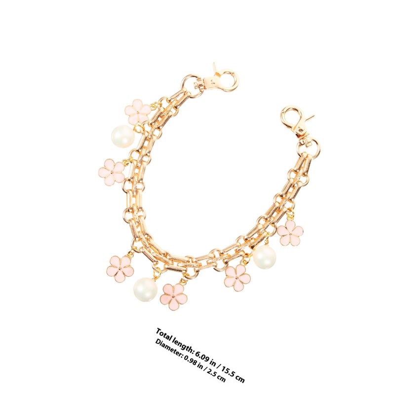Pearl Purse Chain Strap Extender DIY Bag Accessory with Flower Accent - Image 3