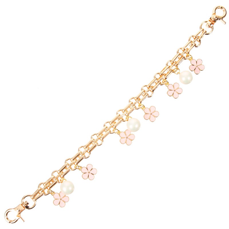 Pearl Purse Chain Strap Extender DIY Bag Accessory with Flower Accent - Image 2