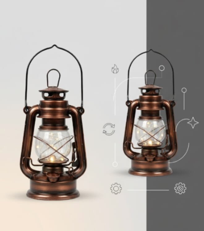 فانوس إعصار يعمل بالبطارية بتقنية LED بتصميم كلاسيكي مع مقبض للتعليق