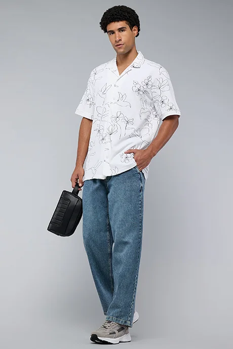 أر أند بي Washed Straight Fit Jeans with Elastic Waist