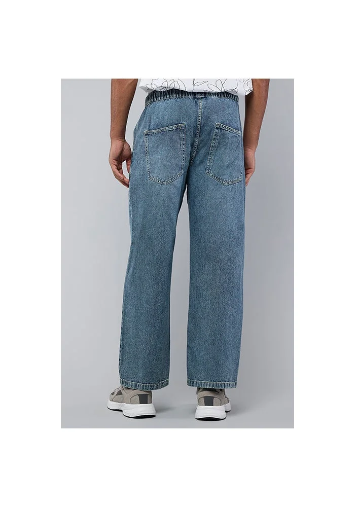 R&b  Washed Straight Fit Jeans with Elastic Waist for Men | Best Price UAE