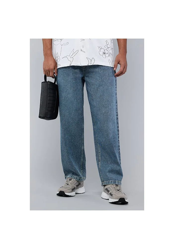 R&b  Washed Straight Fit Jeans with Elastic Waist for Men | Best Price UAE