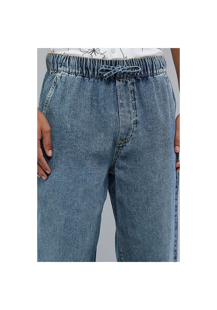 R&b  Washed Straight Fit Jeans with Elastic Waist for Men | Best Price UAE