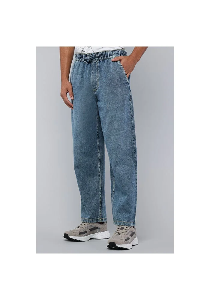 R&b  Washed Straight Fit Jeans with Elastic Waist for Men | Best Price UAE