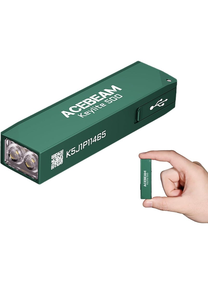 Acebeam Keylite 500 USB-C Keychain Light, 500 Lumens Dual LED, IP66 Water-Resistant Rechargeable Flashlight (Everyday Carry, Outdoor, Emergency) - Image 1
