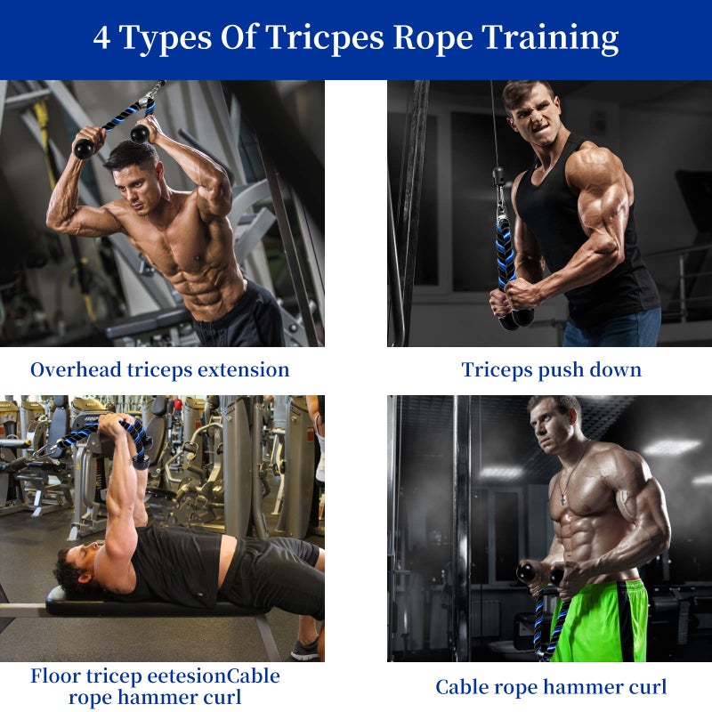 AWEFRANK Deluxe Tricep Rope Pull Down Cable, 27 & 36 Inch Rope Length, Easy to Grip & Non-Slip Cable Attachment for Gym Workout Exercise - Image 5