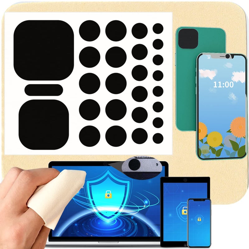 27 Pcs Nano Universal Webcam Covers - 5-Sizes for Every Size Webcam on Any Device -Reusable/Washed Multi-use – Protect Your Privacy and Prevent Lens Glass Breakage- 1 Microfiber Cleaning Cloth - Image 1
