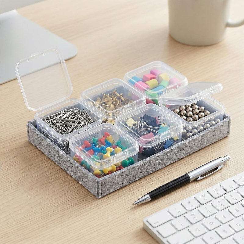Rumyve 6Pcs Clear Plastic Storage Boxes with Lids - Mini Rectangular Containers for Beads, Business Cards, Pills, and Small Items(4.5 * 4.5 * 2 cm) - Image 5