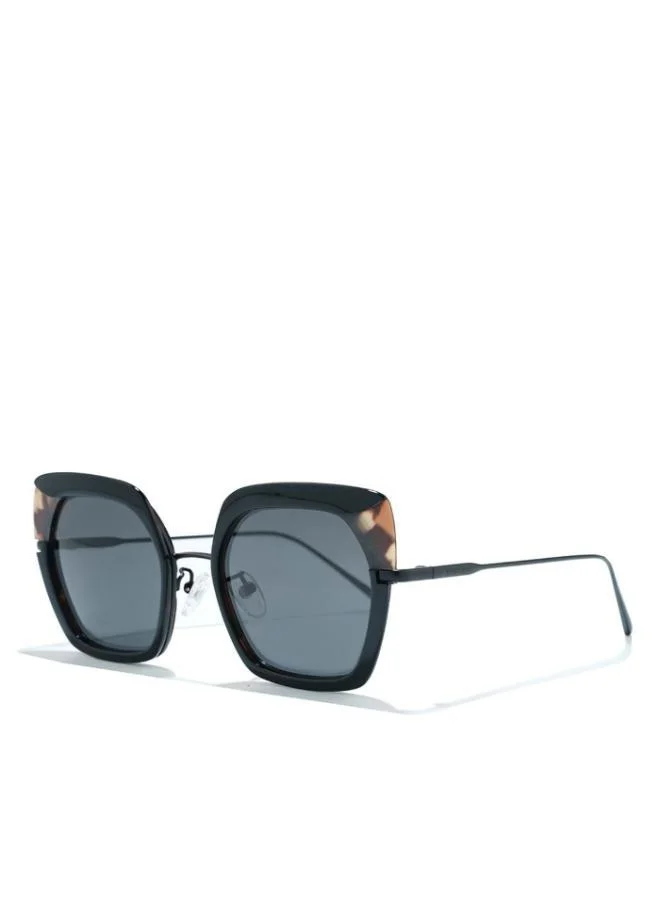 30Sundays SNAZZY Women Gray Sunglasses - Frame Material: Metal + Acetate - Lens Color: Gray- Frame Color: Black - Full Rim