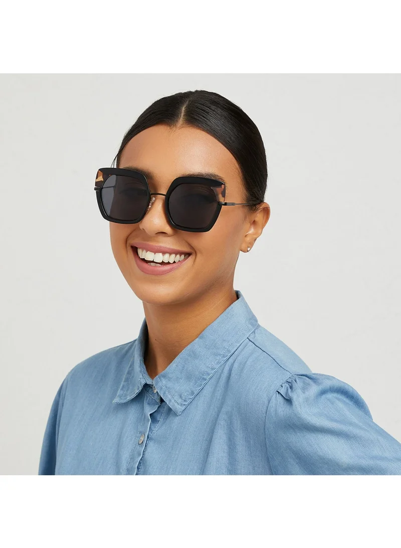 30Sundays SNAZZY Women Gray Sunglasses - Frame Material: Metal + Acetate - Lens Color: Gray- Frame Color: Black - Full Rim