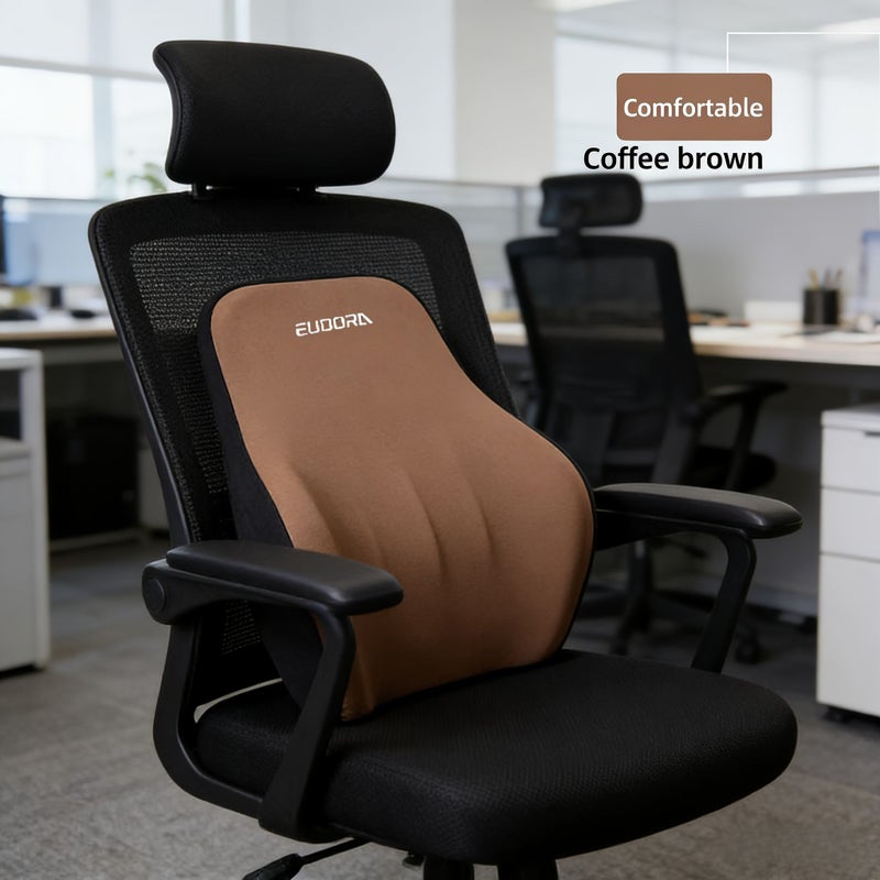 Coffee Ergonomic Lumbar Support Cushion Office Chair Car Portable Machine Washable Mesh Design - Image 5