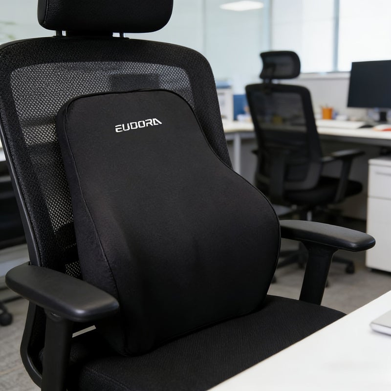 Coffee Ergonomic Lumbar Support Cushion Office Chair Car Portable Machine Washable Mesh Design - Image 1