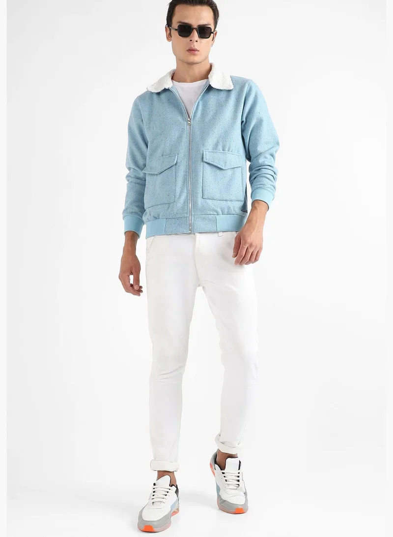 Campus Sutra Solid Spread Collar Long Sleeve Jacket