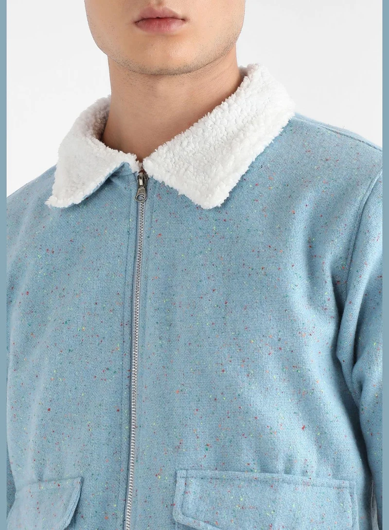 Campus Sutra Solid Spread Collar Long Sleeve Jacket