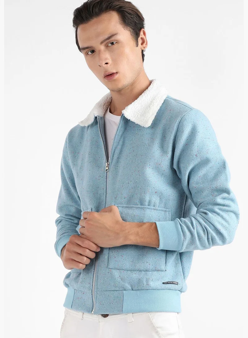 Campus Sutra Solid Spread Collar Long Sleeve Jacket