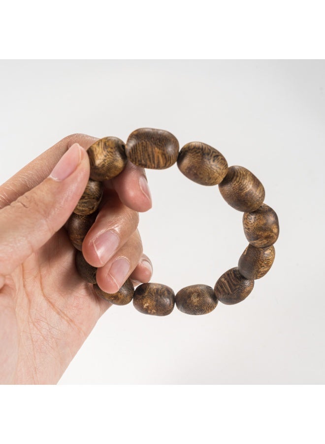 TranquilBeads Premium Natural Agarwood Prayer Beads Bracelet for Men, Oily Oud Wood Tasbih Misbaha with Natural Grain & Insect Marks, Handmade Luxury Gift for Ramadan Eid Birthday Father - Image 5