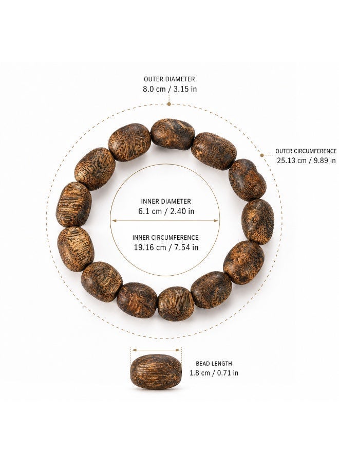 TranquilBeads Premium Natural Agarwood Prayer Beads Bracelet for Men, Oily Oud Wood Tasbih Misbaha with Natural Grain & Insect Marks, Handmade Luxury Gift for Ramadan Eid Birthday Father - Image 3