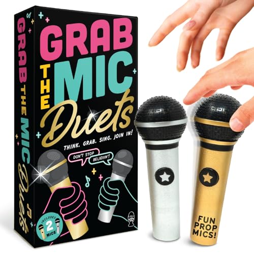 Lucky Egg Official Grab The Mic DUETS Family Karaoke Board Game with 2 Mics 2 Singers Hilarious Singing Chaos Party Game for Adults Families Game Night 210 Players 150 Cards 300 Lyrics - Image 1