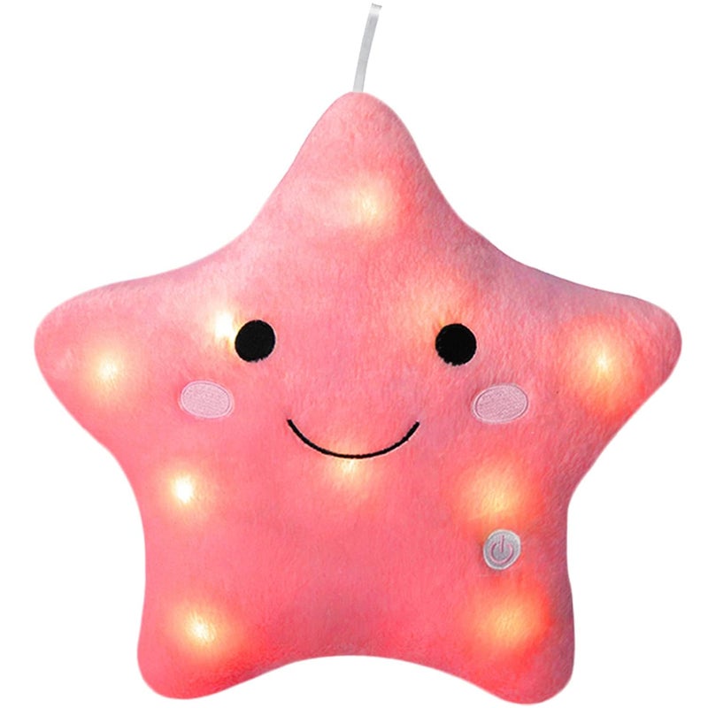 DearSun 13''Creative Twinkle Star Colorful Night Light Plush Pillows Light up Night Stuffed Toys Perfect for Birthday Christmas Holiday Valentines (Deep Pink) - Image 1