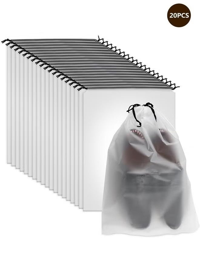 حقائب أحذية شفافة للسفر، منظم أحذية كبير شفاف، حقيبة تخزين بحبل للرجال والنساء، عبوة من 20 قطعة - Image 1