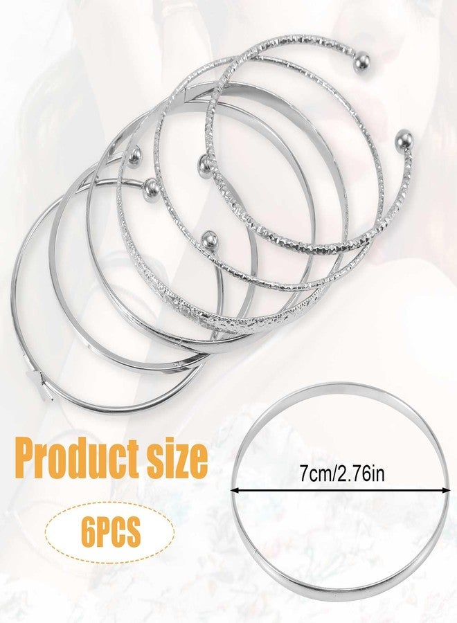 Gosknor مجموعة من 6 أساور نسائية أنيقة، أساور عصرية، أساور رقيقة قابلة للتكديس، هدايا مجوهرات فضية للنساء - Image 2