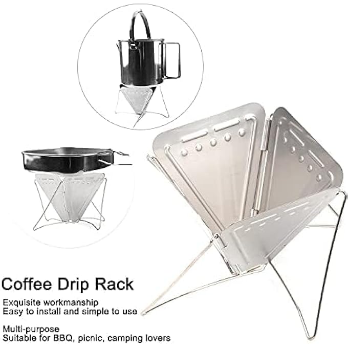 Bukela Collapsible Pour Over Coffee Dripper Filter Holder Folding Stainless Steel Reusable Coffee Cone Filter Portable Compact For Office Home Travel Picnic Camping Inverted Pyramid Style - Image 3