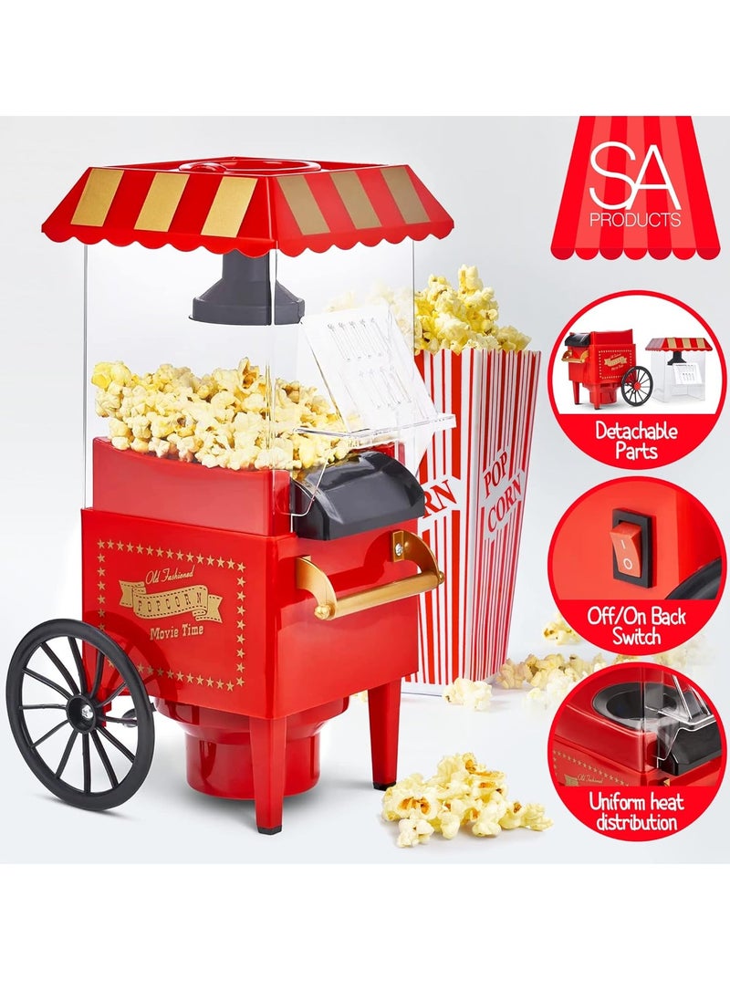 ELTRAZONE Carnival Popcorn Maker – Nostalgia Hot Air Popcorn Machine for Movie Nights – Vintage Style, Oil-Free, Healthy Homemade Popcorn  - Image 5