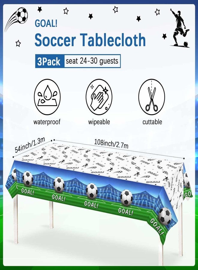 Heboland 3 Pieces Soccer Party Table Cloth,Large Size 54 x 108 Inch Rectangular Soccer Tablecloth Plastic Table Cover for Men Boys Birthday Party Decorations - Image 5