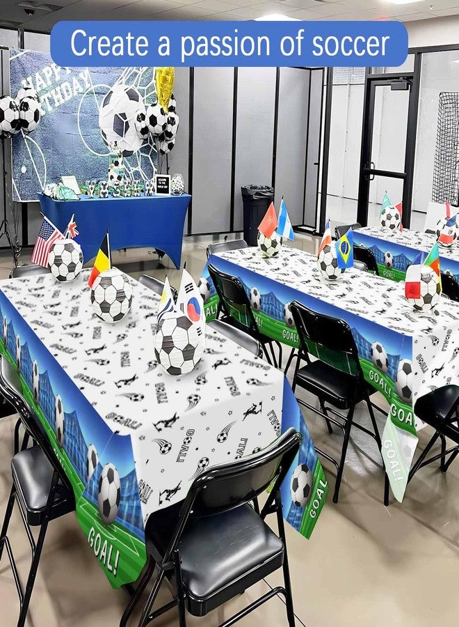 Heboland 3 Pieces Soccer Party Table Cloth,Large Size 54 x 108 Inch Rectangular Soccer Tablecloth Plastic Table Cover for Men Boys Birthday Party Decorations - Image 3