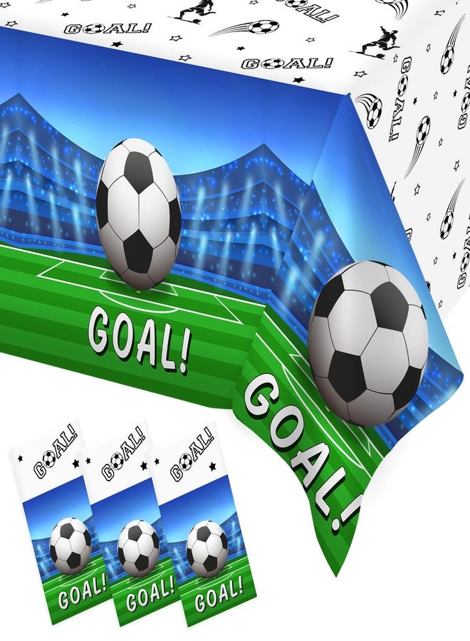 Heboland 3 Pieces Soccer Party Table Cloth,Large Size 54 x 108 Inch Rectangular Soccer Tablecloth Plastic Table Cover for Men Boys Birthday Party Decorations - Image 1