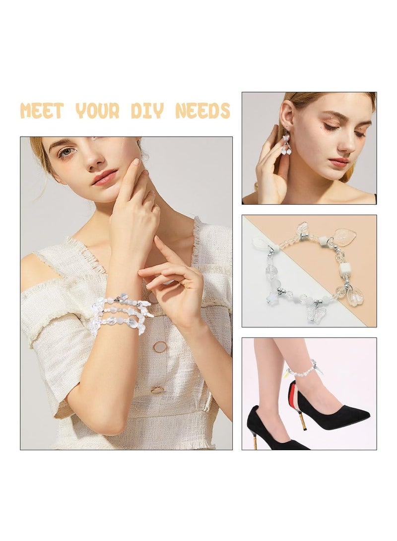 SYOSI Assorted Glass Beads for Jewelry Making Half Pound Crystal Bracelet Kit Leaf Petal Round Pendant Including Over 10 Shaped Bicone DIY Crafts Necklaces White Series - Image 2