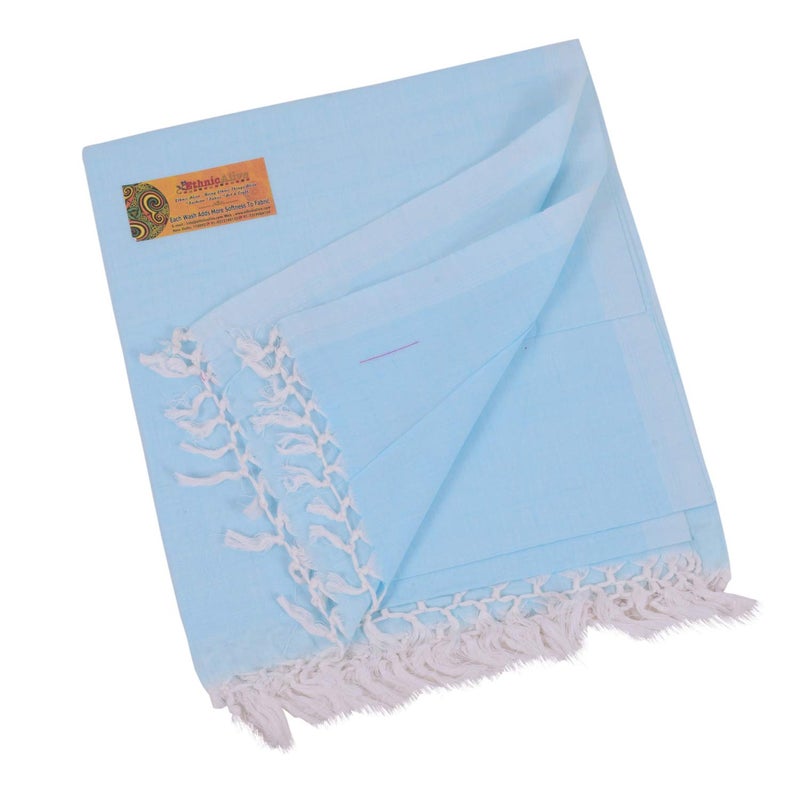 EthnicAlive NIC Bhagalpuri Handloom Organic Plain and Simple Design Chadar (Blue, Single) - Image 2