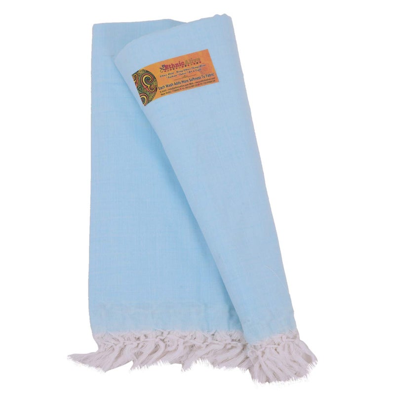 EthnicAlive NIC Bhagalpuri Handloom Organic Plain and Simple Design Chadar (Blue, Single) - Image 3