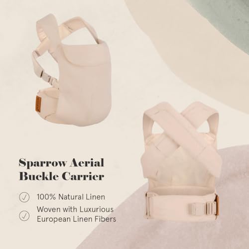 WildBird - Aerial Carrier - 7 to 45 lbs - for Moms, Dads & Caregivers - 100% Natural European Linen Fibers - Versatile & Adjustable - Large Size - Sparrow Fabric - Image 2