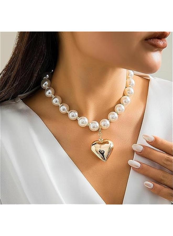 جيليز عقد بقلادة على شكل قلب من الخرز الذهبي المكتنز للنساء هدايا مجوهرات - Image 2