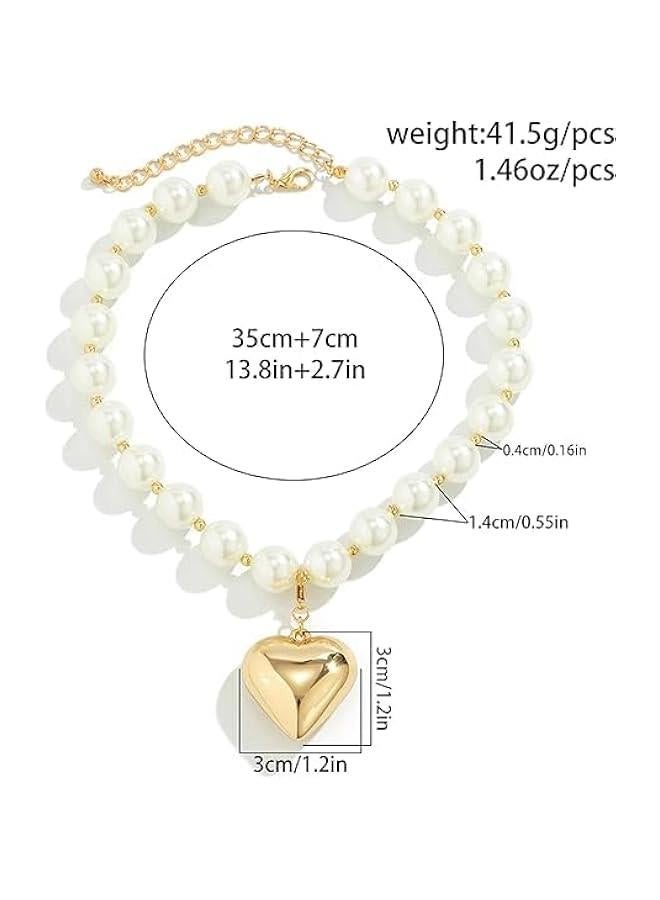 جيليز عقد بقلادة على شكل قلب من الخرز الذهبي المكتنز للنساء هدايا مجوهرات - Image 4