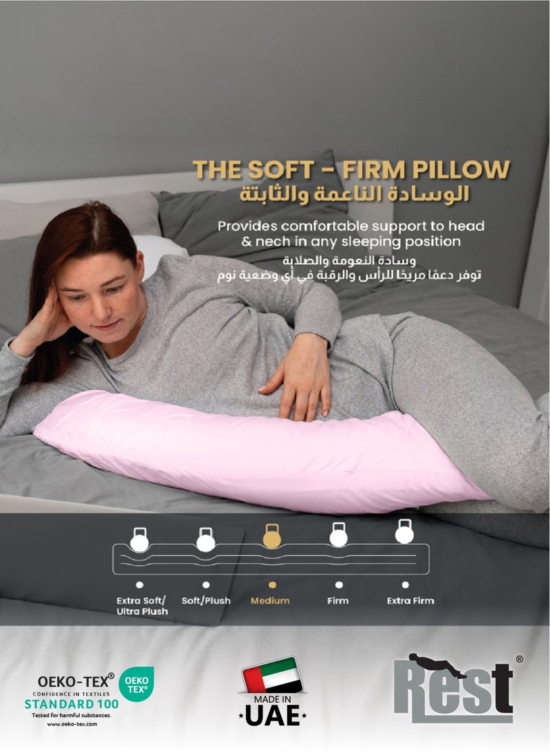 REST Pregnancy Pillow  80 X 130 cm Extra Smooth  Pink Maternity Full Body Pillow For Pregnant Women for Back , Hip , Neck and Knee Support - Image 3
