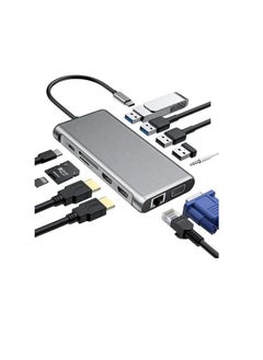 Generic USB Type C Hub 12 in 1 Dock Station Adapter 2 Ports 4K HDMI VGA 4 USB 3.0 Ports USB Type C PD3.0 Data RJ45 Ethernet SD/TF 3.5mm AUX Compatible with MacBook Pro/Air and Type C Devices  - Image 1