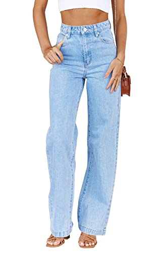 PLNOTME Women's High Waisted Jeans Boyfriend Baggy Straight Leg Casual Denim Pants - Image 1