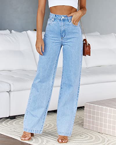 PLNOTME Women's High Waisted Jeans Boyfriend Baggy Straight Leg Casual Denim Pants - Image 3
