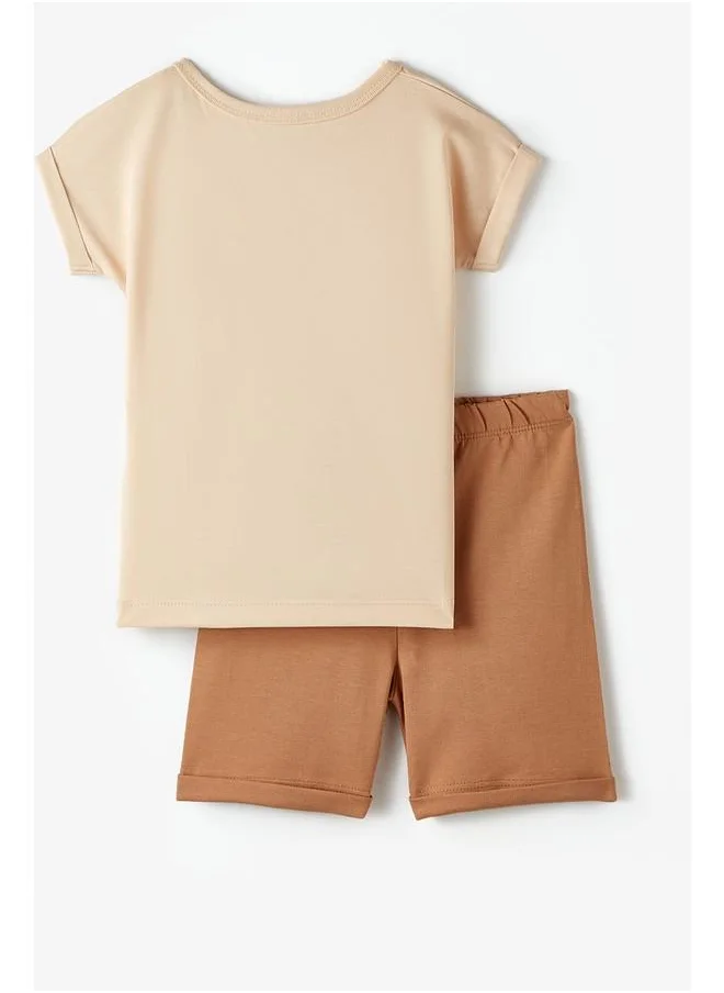 JUNE June Baby Short Set Brown - Light Beige