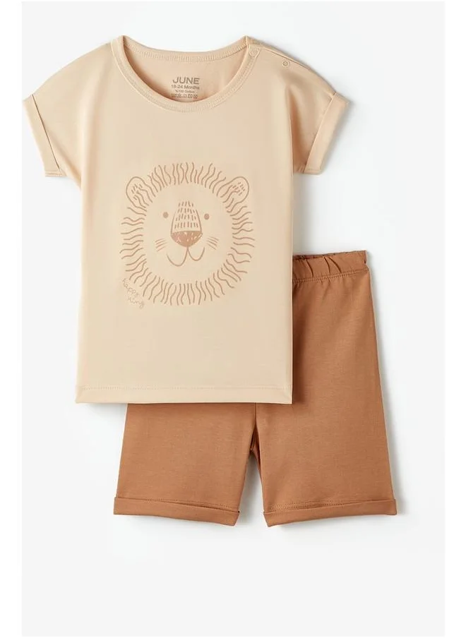 جون June Baby Short Set Brown - Light Beige