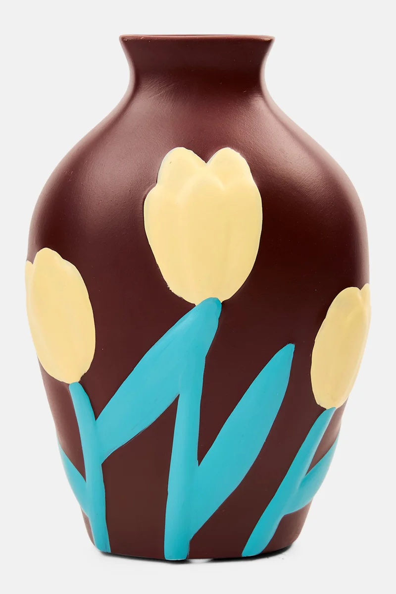 Muy Mucho Feeling Good At Home Flower Vase 18,5 H x 13 L x 6 W cm, Maroon Combo