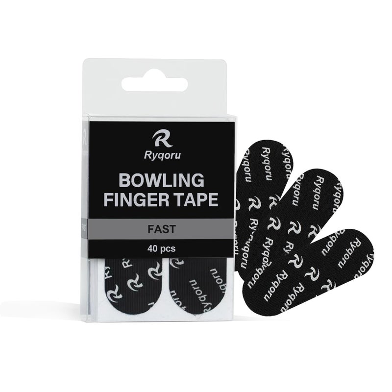 Ryqoru 40 PCS Bowling Thumb & Finger Tape, Fast Release Pre-Cut Insert Tape for Thumb Hole, Grip & Skin Protection, Breathable, No Residue, Black - Image 1