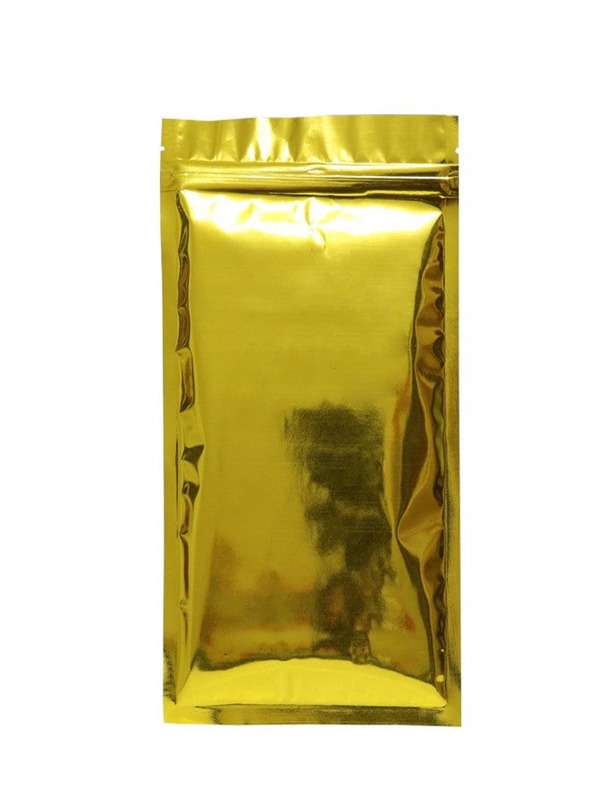 QQ Studio 100 PCS Smooth Gold Dual-Sided Foil Resealable Top Pouches 10x15cm (3.9x5.9") - Image 1